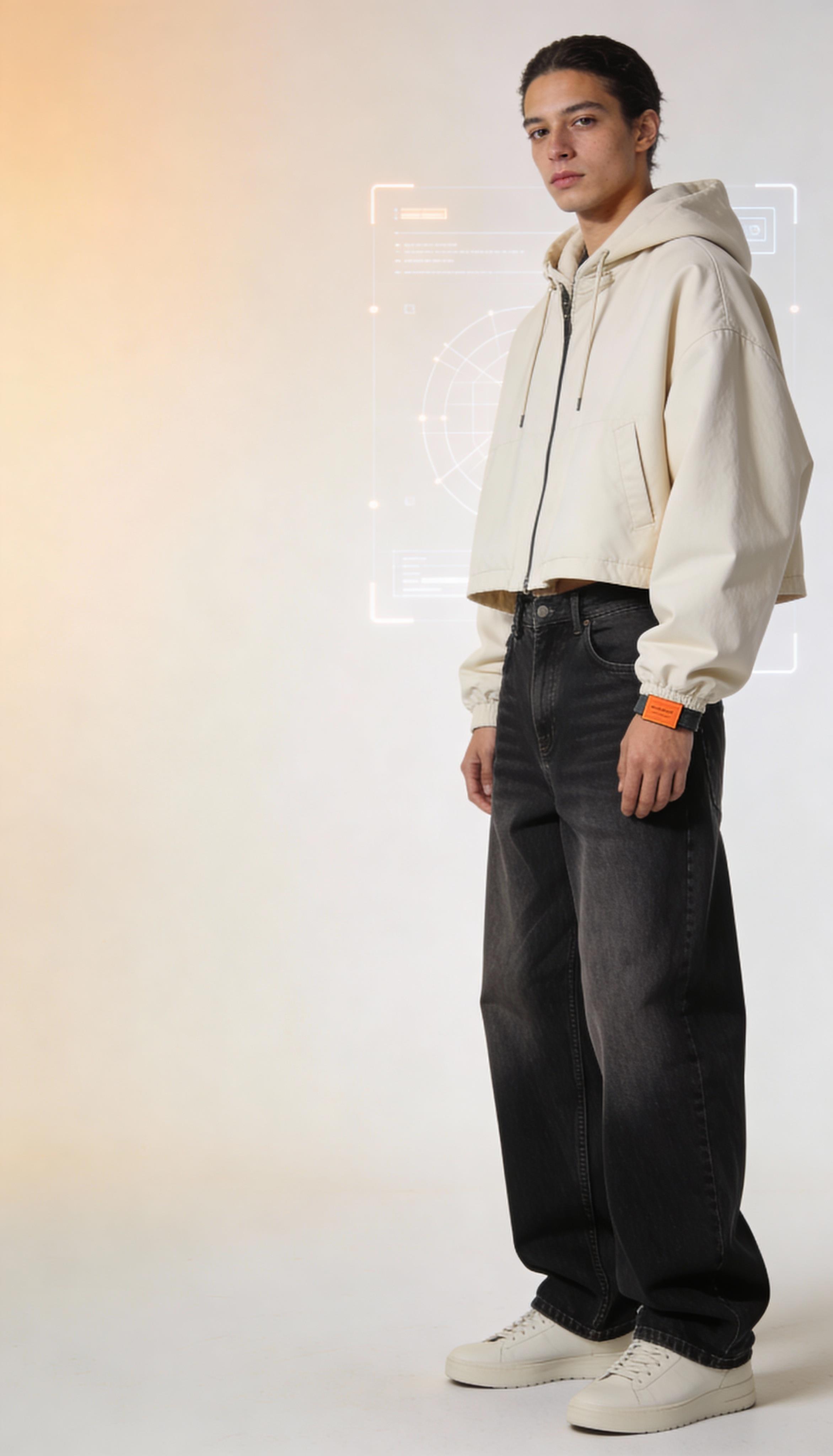 Fashion model wearing modern streetwear